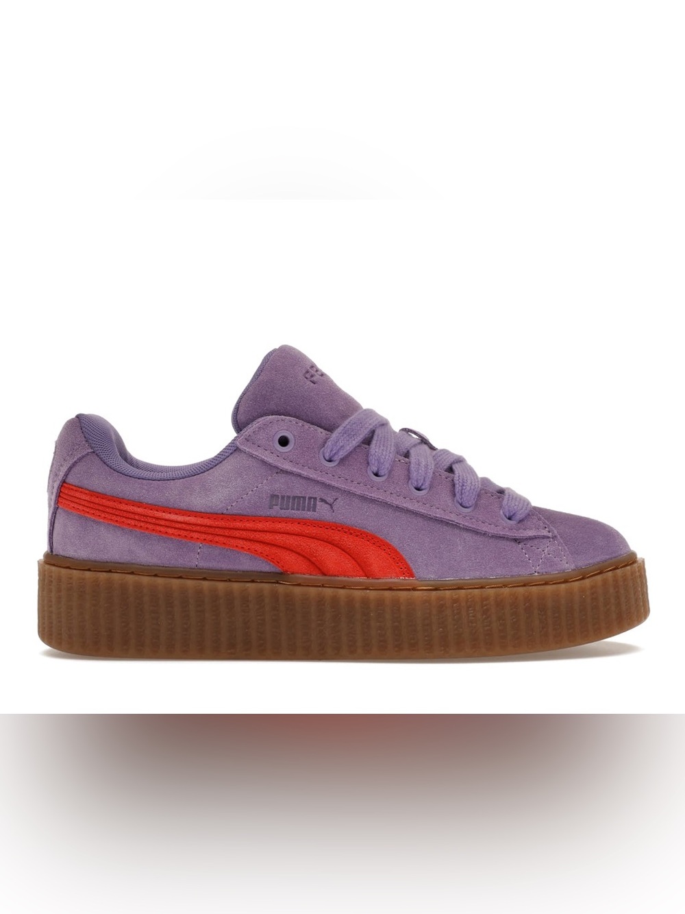 Savage X fenty X puma collab suede purple and red sneakers platforms 6